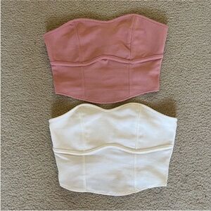 H&M Pink and White Strapless Crop Top Bundle